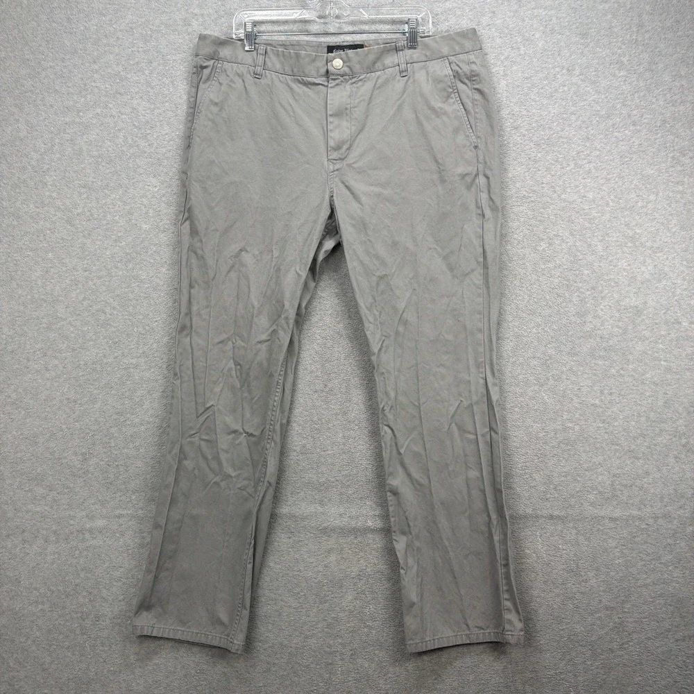 Tailor Vintage Pants Mens 40x32 Grey‎ Khakis Straight Fit Washed Chinos Twill